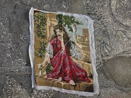 Vintage needlepoint tapestry, handmade and finished, after Charles Landelle - $80.00