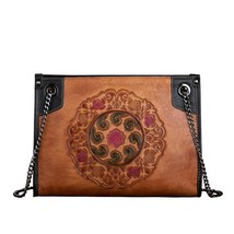 Retro Handmade Embossed Women Bag New First Layer Cow Leather Shoulder Bags Flor - £96.93 GBP
