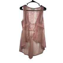 Maurices Lace Tie Front Chemise Intimate Sleepwear Pink High Low Women S/M - £21.49 GBP