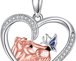 Gifts for Women Girls, Animal Heart Necklace Sterling Silver Lion And Bu... - $59.97