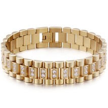 Black Gold Color Stainless Steel Bracelet Male 16MM Men&#39;s Watch Strap Bracelets  - £29.82 GBP