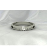 CZ Diamond Stone 925 Sterling Silver Modern Art Deco Solitaire Women Rin... - €41,21 EUR