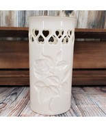 Lenox Ivory Porcelain 6&quot; Vase Reticulated Hearts Rose Gold Leaf Trim Vin... - $22.75