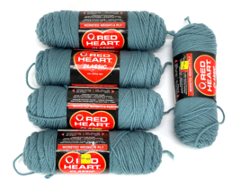 5 Skeins Lot Red Heart Classic Yarn 4-Ply Worsted Weight Blue Gray Acrylic 3.5oz - £27.60 GBP