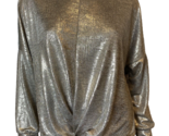 Fourteenth Place Gold Metallic Long Sleeve Crew Neck Top Size L - $14.24