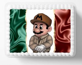 Funny Mario Chapo Mexican Flag Edible Image Edible Birthday Cake Topper Frosting - £13.05 GBP