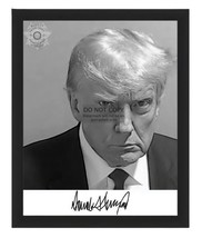 President Donald Trump Mugshot Autographed Enhanced 8X10 B&amp;W Framed Photo - £15.71 GBP