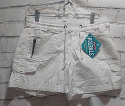 Union Bay Juniors White Pull On Shorts Size Small with Stretch Tie Waist NWT - £15.22 GBP