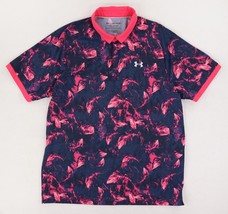 Under Armour Iso-Chill Golf Polo Shirt Mens XL Blue Pink Floral Performance - $34.07