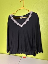 Vintage Womens Top Studio Donatello Ribbon Black Medium Shirt - $18.83