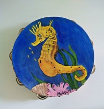 Vintage Anne Hodge Hand Painted &quot;Seahorse&quot; Tambourine, Signed 1999 - £7.14 GBP