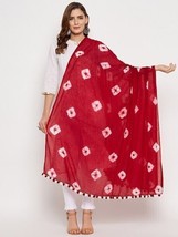 Red &amp; White Dupatta  Scarf Chuni Printed Pure Cotton Tie and Dye free shipping - £11.25 GBP