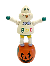 Puppet Finger Collapsible Wooden Halloween Ghost Boo Thumb Push 4 1/2&quot; V... - £16.31 GBP