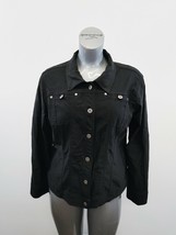 Simon Chang Women&#39;s Button Up Jacket Size 16 Black Long Sleeve Stretch - £10.27 GBP
