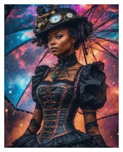 Gorgeous Ebony Black Steampunk Girl In Dress 8X10 Fantasy Art Photo - £6.68 GBP