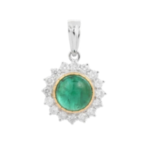 18K White Gold and Emerald Pendant - £1,931.74 GBP