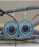 Boho Bloom Earrings – Blue &amp; Turquoise Beaded Circles - $6.00