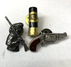 LOT 3 IFS &#39;84 Pewter &quot;Daniel Boone&quot; Musket Shot Gun Shell Pistol Tie Tac... - $26.72