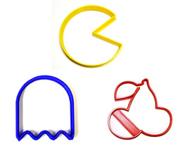 Pac-Man Pacman Video Arcade Game Ghost Cherry Set Of 3 Cookie Cutters USA PR1074 - £4.68 GBP