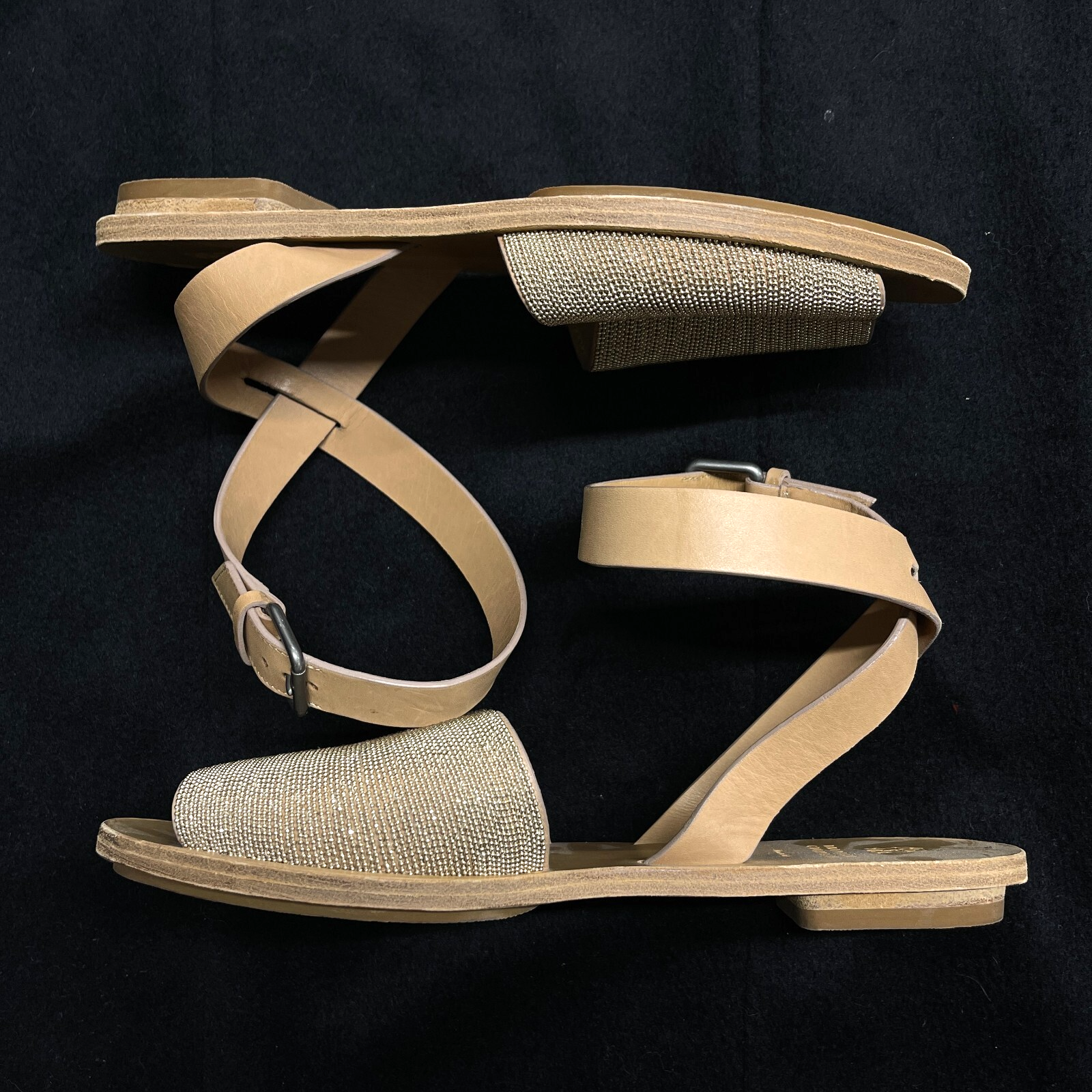 Brunello Cucinelli Monili Sandalen Damen 36.5 6.5 Beige Leder Knöchelriemen - $594.00