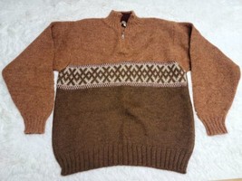 Waliki 100% Alpaca Wool Sweater Bolivia Striped Geometric 1/4 Zip Pullov... - £25.08 GBP
