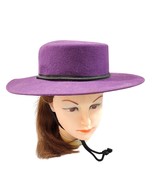 Purple 100% Wool Wide Brim Panama Fedora Western Boyfriend Hat and Strap... - $474.59 MXN