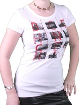 Bench GB Mujer Blanco Crimen Escena Fotografías Camiseta BLGA2374 Nwt - £12.87 GBP