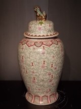 Vintage Hand Painted Floral Chinese Porcelain 32&quot; Temple Jar E759 - £368.26 GBP