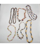 Beaded Necklace Lot 6 Pc Tumbled Natural Stone Ceramic Multicolor - $839.08 MXN
