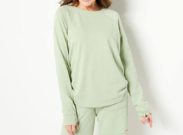 Peace Love World Crewneck Side Tie Pullover - Sage, LARGE - £21.63 GBP