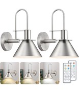 Brushed Nickel Battery Operated Wall Sconce, Wireless Battery Operated W... - $64.30