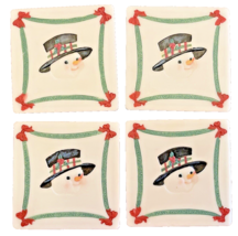 Coasters Snowman Set of 4 Square 3.5 Inch Christmas Holiday Cork Bottom ... - $13.89