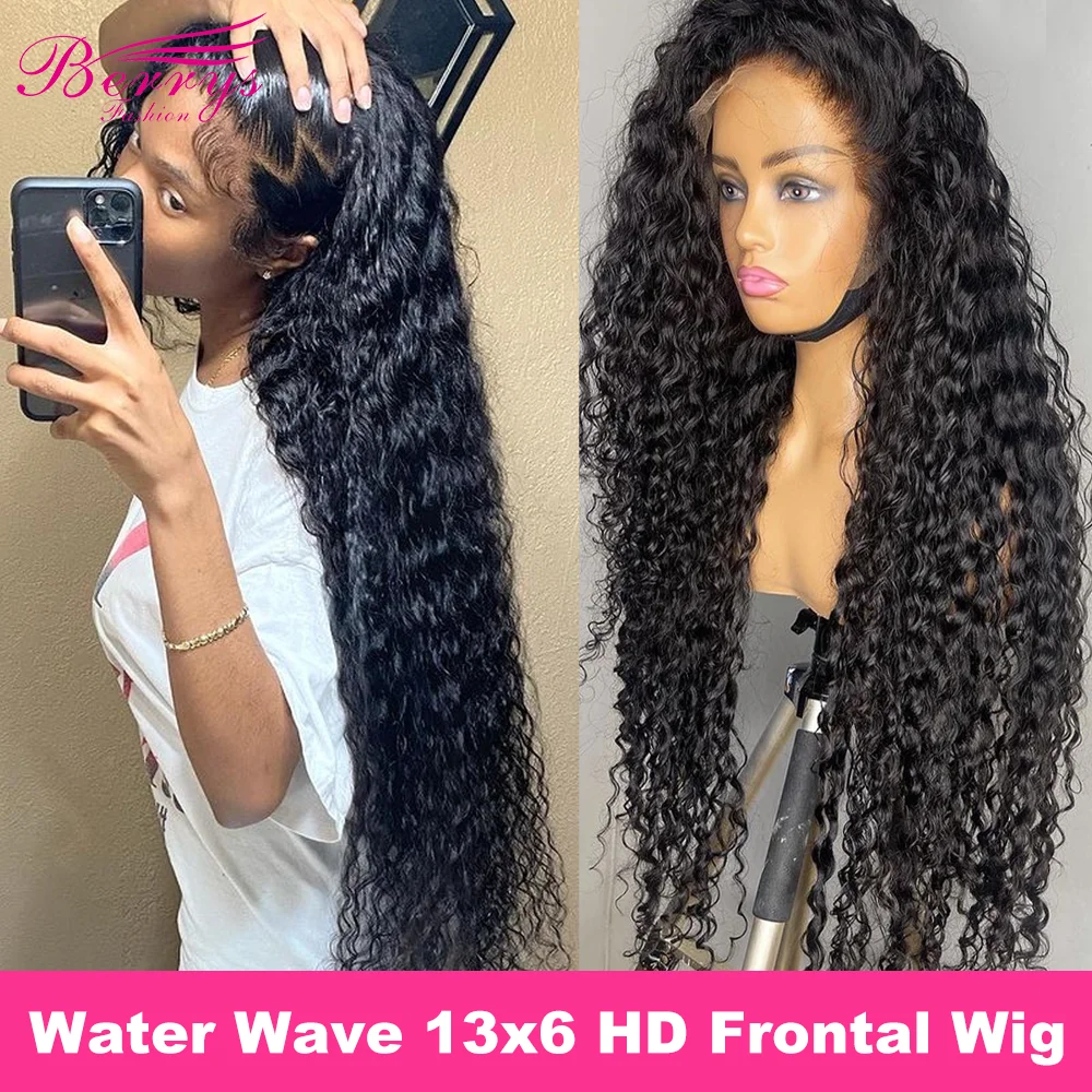 Berrys Fashion Hair Water Wave 13x6 HD Lace Frontal Wig Peruvian 250% Water Wave - £185.97 GBP+