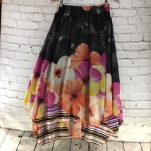 One World Skirt Floral Print Black Pink Orange Womens Sz S Hippie Boho - £15.50 GBP