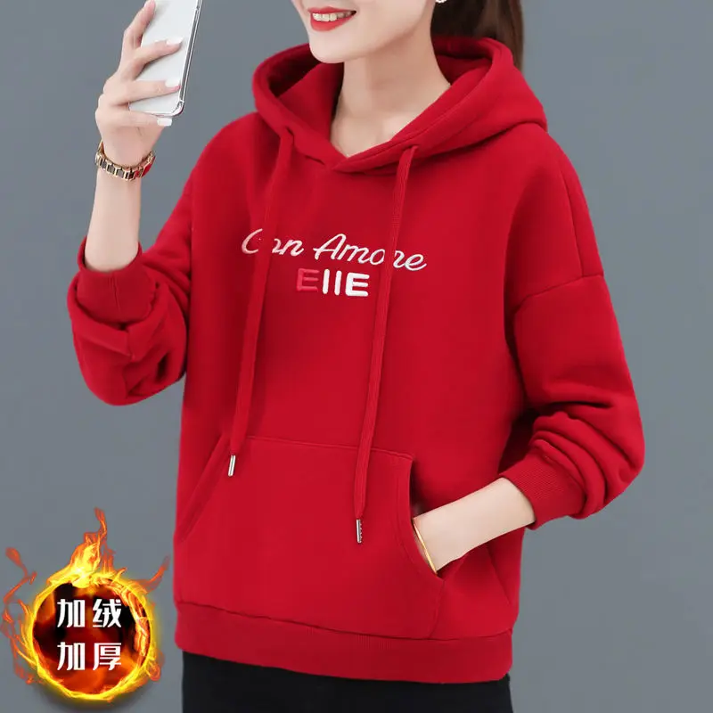 Cotton Fabric Fleece And Thick Warm Hoodies For Women 2020 Winter Loose ... - $112.87