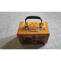 Vintage Decoupage Wood Trinket Box Metal Handle Cute Children Couple 8.5&quot; Long - £21.67 GBP
