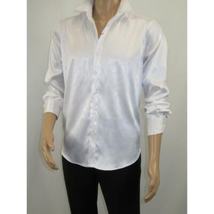 Men's Sports Shirt By Moderno Fancy Silky Satin Long Sleeves MJLS-143 White image 7