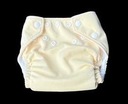 FuzziBunz Perfect Size Small Pocket Cloth Diaper Snap Yellow With Pad In... - £6.19 GBP