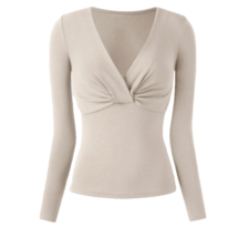 OGL Naked Sensation Eco Mousse Shirred Bust Long Sleeve Top Size Large - $24.99