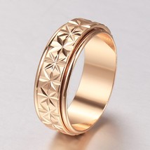 New 6mm 585 Rose GolSpinner Rings For Women Girl Rotatable Carved Wedding Party  - £11.43 GBP