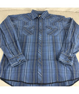 Wrangler Wrancher Shirt Men’s XL Blue Black Pearl Snap Western Tall Plai... - €11,90 EUR