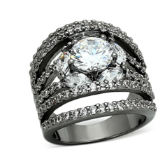 Women&#39;s Black Electroplated Ring with AAA Grade Cubic Zirconia - $27.95