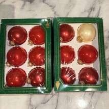 12 Vintage Christmas By Krebs Apple Red Glass Ball Ornaments 2.5&quot; 2 Boxes White - $24.95