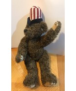 TY Brown Patriotic Blue White Red American Flag  Hat Teddy Bear - £15.61 GBP