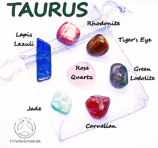TAURUS ~ Mini Zodiac Healing Crystals ~ Pocket Stone Set ~ Astrology Gift - £11.42 GBP