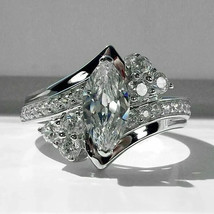 2.50Ct Marquise Cut Lab-Created Diamond Engagement Ring 14K White Gold Plated - £95.64 GBP