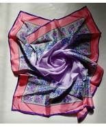 Vintage Paoli Scarf Floral Square Pink Purple Logo 26 x 26 Flowers Made ... - £14.67 GBP