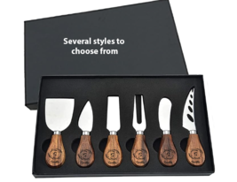 Cheese Knives Set of 6, Stainless Steel Cheese Slicer set with  acacia W... - $24.74+