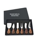 Cheese Knives Set of 6, Stainless Steel Cheese Slicer set with  acacia W... - £19.70 GBP+
