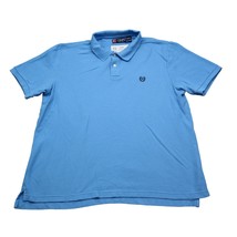 Chaps Shirt Mens XL Blue Short Sleeve Collared Embroidered Logo Cotton Polo - £12.31 GBP